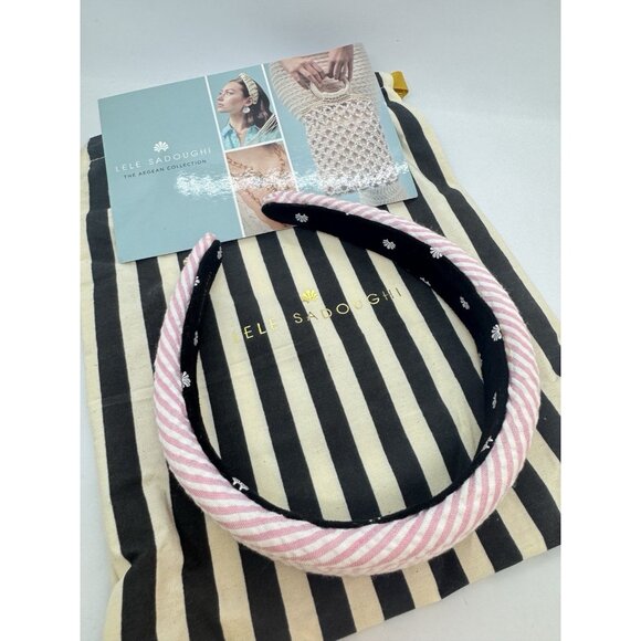 Lele Sadoughi Seersucker Alice  Women’s Headband + Dust Bag -Pink main image 12